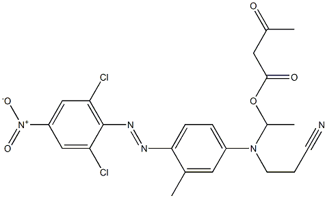 Acetoacetic acid 1-[N-(2-cyanoethyl)-N-[4-(2,6-dichloro-4-nitrophenylazo)-3-methylphenyl]amino]ethyl ester Struktur