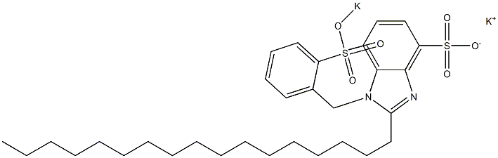 1-[2-(Potassiooxysulfonyl)benzyl]-2-heptadecyl-1H-benzimidazole-4-sulfonic acid potassium salt Struktur