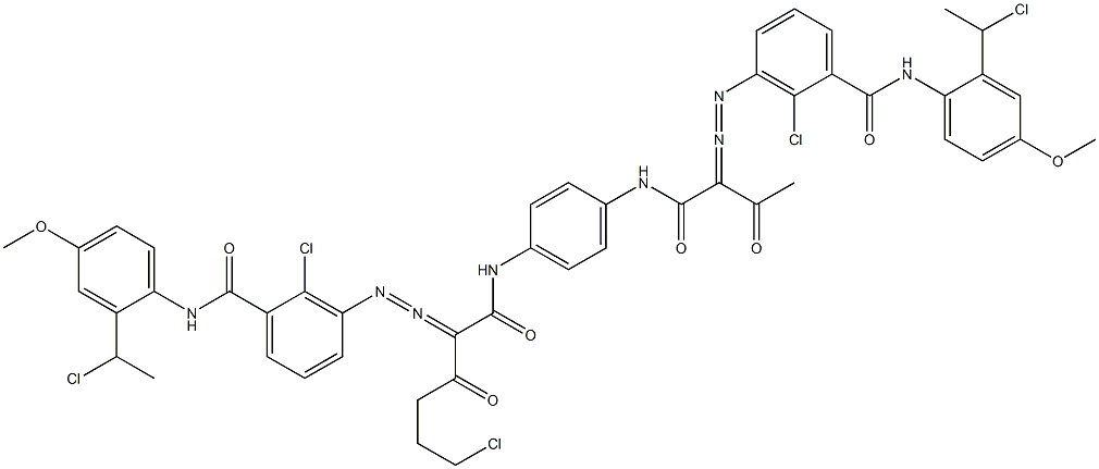 3,3'-[2-(2-Chloroethyl)-1,4-phenylenebis[iminocarbonyl(acetylmethylene)azo]]bis[N-[2-(1-chloroethyl)-4-methoxyphenyl]-2-chlorobenzamide] Struktur