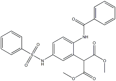 (2-Benzoylamino-5-phenylsulfonylaminophenyl)malonic acid dimethyl ester Struktur