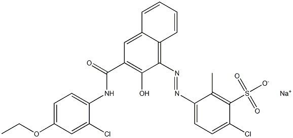 2-Chloro-6-methyl-5-[[3-[[(2-chloro-4-ethoxyphenyl)amino]carbonyl]-2-hydroxy-1-naphtyl]azo]benzenesulfonic acid sodium salt Struktur