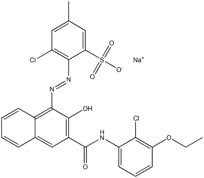 3-Chloro-5-methyl-2-[[3-[[(2-chloro-3-ethoxyphenyl)amino]carbonyl]-2-hydroxy-1-naphtyl]azo]benzenesulfonic acid sodium salt Struktur