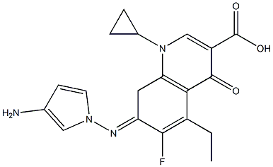 1-Cyclopropyl-4-oxo-5-ethyl-6-fluoro-7-(3-aminopyrrolizino)-1,4-dihydroquinoline-3-carboxylic acid Struktur