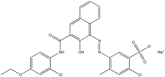 2-Chloro-4-methyl-5-[[3-[[(2-chloro-4-ethoxyphenyl)amino]carbonyl]-2-hydroxy-1-naphtyl]azo]benzenesulfonic acid sodium salt Struktur