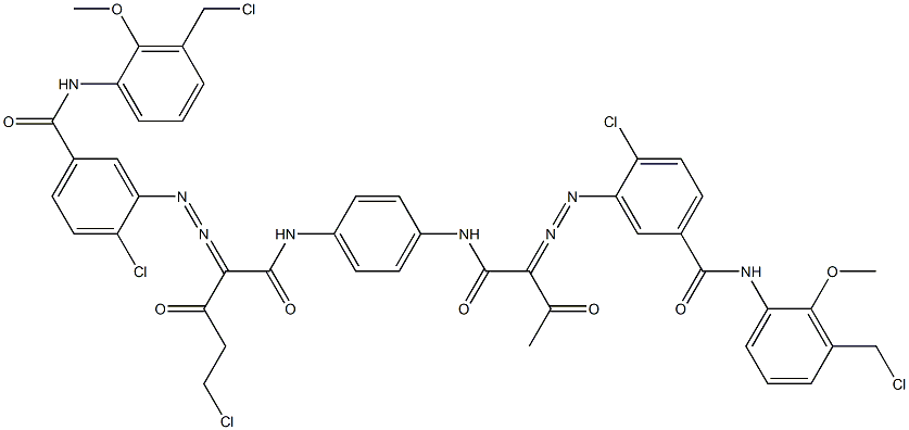 3,3'-[2-(Chloromethyl)-1,4-phenylenebis[iminocarbonyl(acetylmethylene)azo]]bis[N-[3-(chloromethyl)-2-methoxyphenyl]-4-chlorobenzamide] Struktur