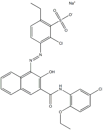 2-Chloro-6-ethyl-3-[[3-[[(3-chloro-6-ethoxyphenyl)amino]carbonyl]-2-hydroxy-1-naphtyl]azo]benzenesulfonic acid sodium salt Struktur