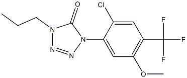 1-(2-Chloro-4-trifluoromethyl-5-methoxyphenyl)-4-propyl-1H-tetrazol-5(4H)-one Struktur