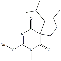 5-(Ethylthiomethyl)-5-isobutyl-1-methyl-2-sodiooxy-4,6(1H,5H)-pyrimidinedione Struktur