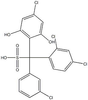 (3-Chlorophenyl)(2,4-dichlorophenyl)(4-chloro-2,6-dihydroxyphenyl)methanesulfonic acid Struktur