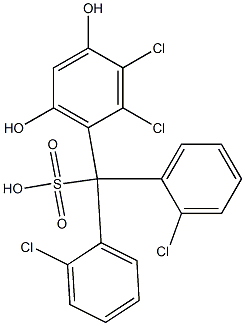 (2,3-Dichloro-4,6-dihydroxyphenyl)bis(2-chlorophenyl)methanesulfonic acid Struktur