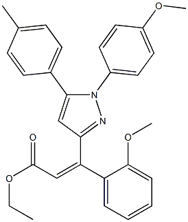 (Z)-3-(2-Methoxyphenyl)-3-[[1-(4-methoxyphenyl)-5-(4-methylphenyl)-1H-pyrazol]-3-yl]propenoic acid ethyl ester Struktur