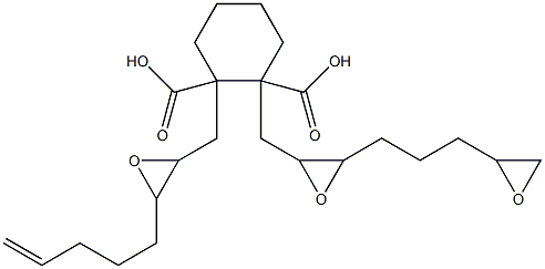 Cyclohexane-1,2-dicarboxylic acid 1-(2,3:7,8-diepoxyoctan-1-yl)2-(2,3-epoxy-7-octen-1-yl) ester Struktur