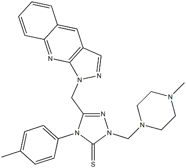 1-[[[2-((4-Methylpiperazin-1-yl)methyl)-3-thioxo-4-(4-methylphenyl)-2,3-dihydro-4H-1,2,4-triazol]-5-yl]methyl]-1H-pyrazolo[3,4-b]quinoline Struktur