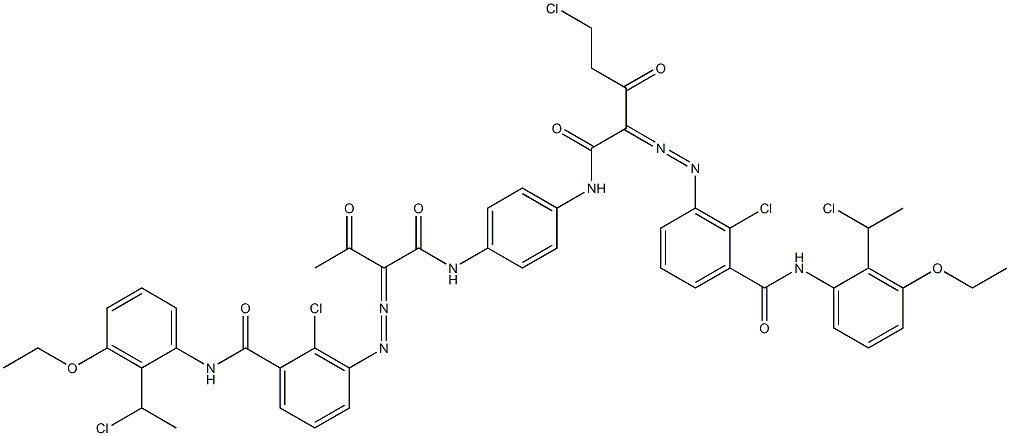 3,3'-[2-(Chloromethyl)-1,4-phenylenebis[iminocarbonyl(acetylmethylene)azo]]bis[N-[2-(1-chloroethyl)-3-ethoxyphenyl]-2-chlorobenzamide] Struktur