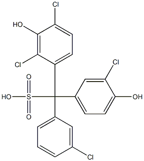 (3-Chlorophenyl)(3-chloro-4-hydroxyphenyl)(2,4-dichloro-3-hydroxyphenyl)methanesulfonic acid Struktur