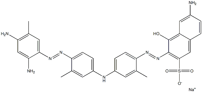 6-Amino-4-hydroxy-3-[[4-[[4-[(2,4-diamino-5-methylphenyl)azo]-3-methylphenyl]amino]-2-methylphenyl]azo]naphthalene-2-sulfonic acid sodium salt Struktur