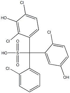 (2-Chlorophenyl)(2-chloro-5-hydroxyphenyl)(2,4-dichloro-3-hydroxyphenyl)methanesulfonic acid Struktur