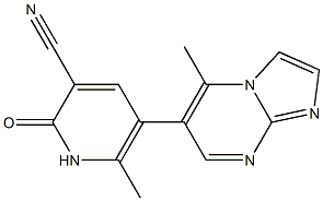 5-Methyl-6-[(1,2-dihydro-2-oxo-3-cyano-6-methylpyridin)-5-yl]imidazo[1,2-a]pyrimidine Struktur