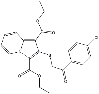 2-[2-(4-Chlorophenyl)-2-oxoethylthio]indolizine-1,3-dicarboxylic acid diethyl ester Struktur