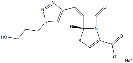 (5R,6Z)-6-[[1-(3-Hydroxypropyl)-1H-1,2,3-triazol-4-yl]methylene]-7-oxo-4-thia-1-azabicyclo[3.2.0]hept-2-ene-2-carboxylic acid sodium salt Struktur