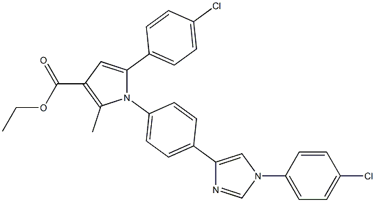 2-Methyl-5-(4-chlorophenyl)-1-[4-[1-[4-chlorophenyl]-1H-imidazol-4-yl]phenyl]-1H-pyrrole-3-carboxylic acid ethyl ester Struktur