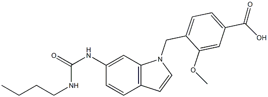 4-[6-(3-Butylureido)-1H-indol-1-ylmethyl]-3-methoxybenzoic acid Struktur