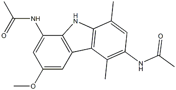 3,8-Di(acetylamino)-6-methoxy-1,4-dimethyl-9H-carbazole Struktur