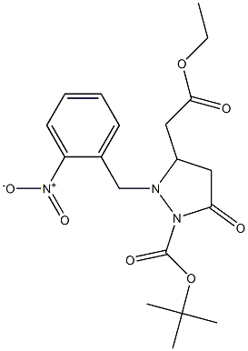 1-tert-Butyloxycarbonyl-2-(2-nitrobenzyl)-5-oxopyrazolidine-3-acetic acid ethyl ester Struktur