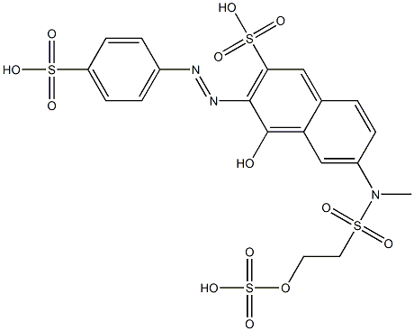 4-Hydroxy-6-[methyl[[2-(sulfooxy)ethyl]sulfonyl]amino]-3-[(4-sulfophenyl)azo]-2-naphthalenesulfonic acid Struktur