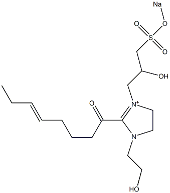 1-(2-Hydroxyethyl)-3-[2-hydroxy-3-(sodiooxysulfonyl)propyl]-2-(5-octenoyl)-2-imidazoline-3-ium Struktur