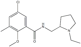 N-[(1-Ethyl-2-pyrrolidinyl)methyl]-2-methoxy-5-chloro-3-methylbenzamide Struktur