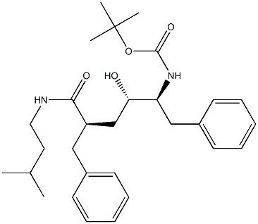 (2R,4S,5S)-2-Benzyl-5-[(tert-butyloxycarbonyl)amino]-4-hydroxy-N-(3-methylbutyl)-6-phenylhexanamide Struktur