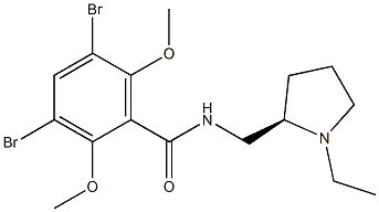 (+)-3,5-Dibromo-2,6-dimethoxy-N-[[(2R)-1-ethyl-2-pyrrolidinyl]methyl]benzamide Struktur