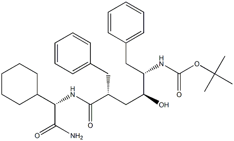 (S)-2-[[(2R,4S,5S)-5-(tert-Butoxycarbonylamino)-2-benzyl-4-hydroxy-6-phenylhexanoyl]amino]-2-cyclohexylacetamide Struktur