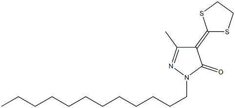 1-Dodecyl-3-methyl-4-(1,3-dithiolan-2-ylidene)-1H-pyrazol-5(4H)-one Struktur