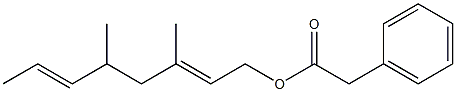 Phenylacetic acid 3,5-dimethyl-2,6-octadienyl ester Struktur