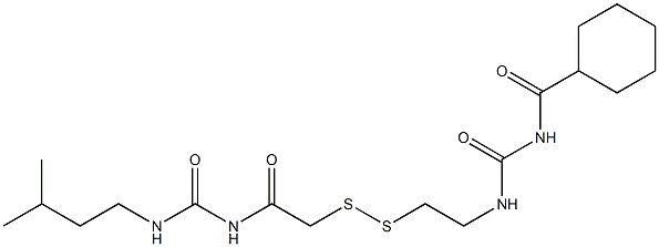 1-(Cyclohexylcarbonyl)-3-[2-[[(3-isopentylureido)carbonylmethyl]dithio]ethyl]urea Struktur