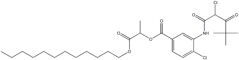 2-[4-Chloro-3-[[2-chloro-2-(tert-butylcarbonyl)acetyl]amino]benzoyloxy]propionic acid dodecyl ester Struktur