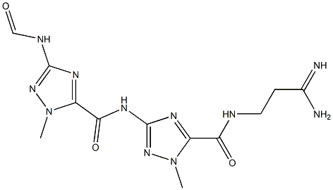 N-(3-Amino-3-iminopropyl)-1-methyl-3-[[1-methyl-3-(formylamino)-1H-1,2,4-triazol-5-yl]carbonylamino]-1H-1,2,4-triazole-5-carboxamide Struktur