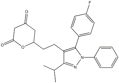 6-[2-[5-(4-Fluorophenyl)-3-isopropyl-1-phenyl-1H-pyrazol-4-yl]ethyl]-5,6-dihydro-2H-pyran-2,4(3H)-dione Struktur