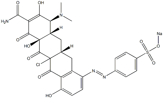 (4S,4aS,5aR,12aR)-11a-Chloro-4-(dimethylamino)-3,10,12a-trihydroxy-1,11,12-trioxo-7-[4-(sodiosulfo)phenylazo]-1,4,4a,5,5a,6,11,11a,12,12a-decahydro-2-naphthacenecarboxamide Struktur