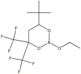 2-Ethoxy-4,4-bis(trifluoromethyl)-6-(1,1-dimethylethyl)-1,3,2-dioxaborinane Struktur