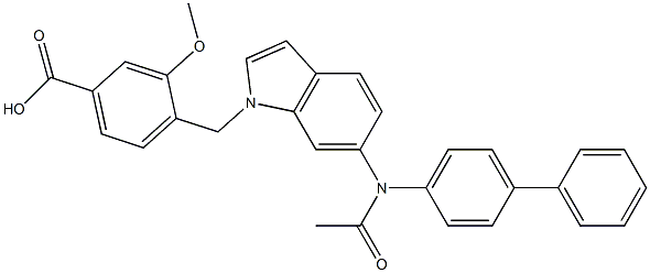 4-[6-(1,1'-Biphenyl-4-ylacetylamino)-1H-indol-1-ylmethyl]-3-methoxybenzoic acid Struktur