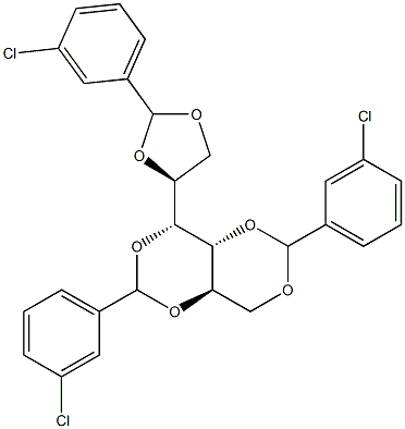 1-O,2-O:3-O,5-O:4-O,6-O-Tris(3-chlorobenzylidene)-D-glucitol Struktur