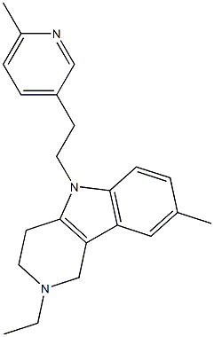 2,3,4,5-Tetrahydro-2-ethyl-8-methyl-5-[2-(6-methyl-3-pyridyl)ethyl]-1H-pyrido[4,3-b]indole Struktur