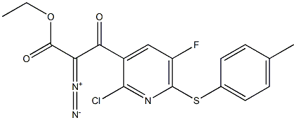 3-[2-Chloro-5-fluoro-6-(4-methylphenylthio)pyridin-3-yl]-3-oxo-2-diazopropionic acid ethyl ester Struktur