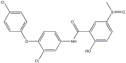 2-Hydroxy-5-methylsulfinyl-N-[3-chloro-4-(4-chlorophenoxy)phenyl]benzamide Struktur