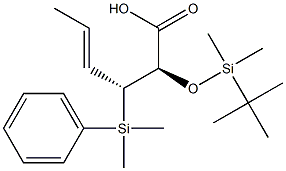 (2R,3R,4E)-2-[[Dimethyl(tert-butyl)silyl]oxy]-3-[dimethyl(phenyl)silyl]-4-hexenoic acid Struktur