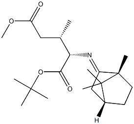 (2S,3S)-2-[[(1R,4R)-Bornan-2-ylidene]amino]-3-methylglutaric acid 1-tert-butyl 5-methyl ester Struktur