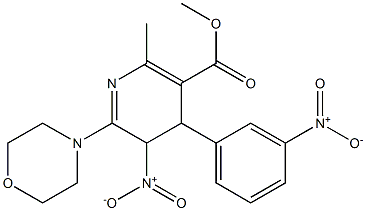 4,5-Dihydro-2-methyl-4-(3-nitrophenyl)-6-[morpholino]-5-nitronicotinic acid methyl ester Struktur